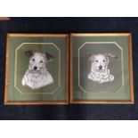 Keegan Yarrow, a pair of pastel portraits of dogs, signed, mounted & framed. (2)