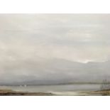 JD Johnston, oil on canvas, coastal view with two sailing boats, inscribed to verso Aberlady Bay,