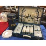 A large cased Brixton picnic set, complete with three thermos flasks, sandwich boxes, cups &