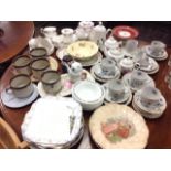 Miscellaneous ceramics including part teasets, sandwich plates, Dutch cups, teapots, a cakestand,