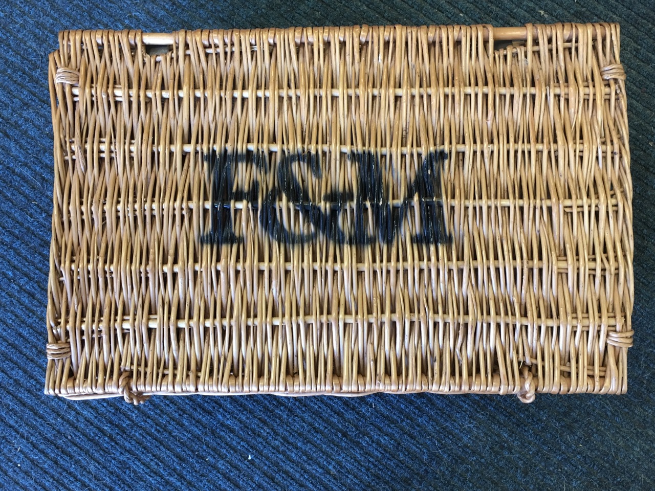 A Fortnum & Mason cane basket with handle & leather straps. - Image 2 of 3