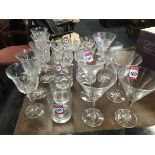 Miscellaneous glasses including a set of six cocktail, four tumblers, two sets of five sherry