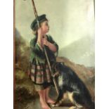 S Brownlow, nineteenth century oil on canvas, child with sheepdog and shepherds crook in