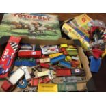 A collection of Corgi, Dinky and Matchbox toys - lorries, boats, etc; a boxed Hornby Noddy Toyland