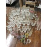 Miscellaneous glasses including some sets, pint, half-pint tankards, sherry, shot glasses, wine,