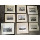 A collection of handcoloured nineteenth century steel engravings of Bamburgh, Holy Island, etc., the