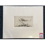 Emil Bizer, etching, village landscape scene, monogrammed & dated 21 in image, signed in pencil on