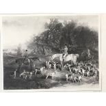 Heywood Hardy, monochrome engraving by Wagstaff, John Musters and his hounds in field, hogarth