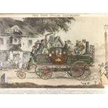 Henry Pyall, handcoloured print titled The New Steam Carriage, the coach with travellers outside