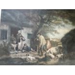 George Morland, a large nineteenth century handcoloured stipple engraving titled The Warrener, the