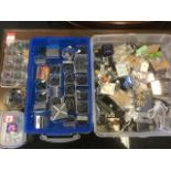 Miscellaneous rings & earrings, some new, boxed, paste, faux diamonds, drops, etc; and a tray of