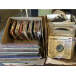 A collection of 45rpm singles - many with paper sleeves; a small quantity of vinyl LPs - musicals,