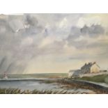 G Maud, watercolour, Amble harbour, signed and inscribed to label on verso, mounted & framed.