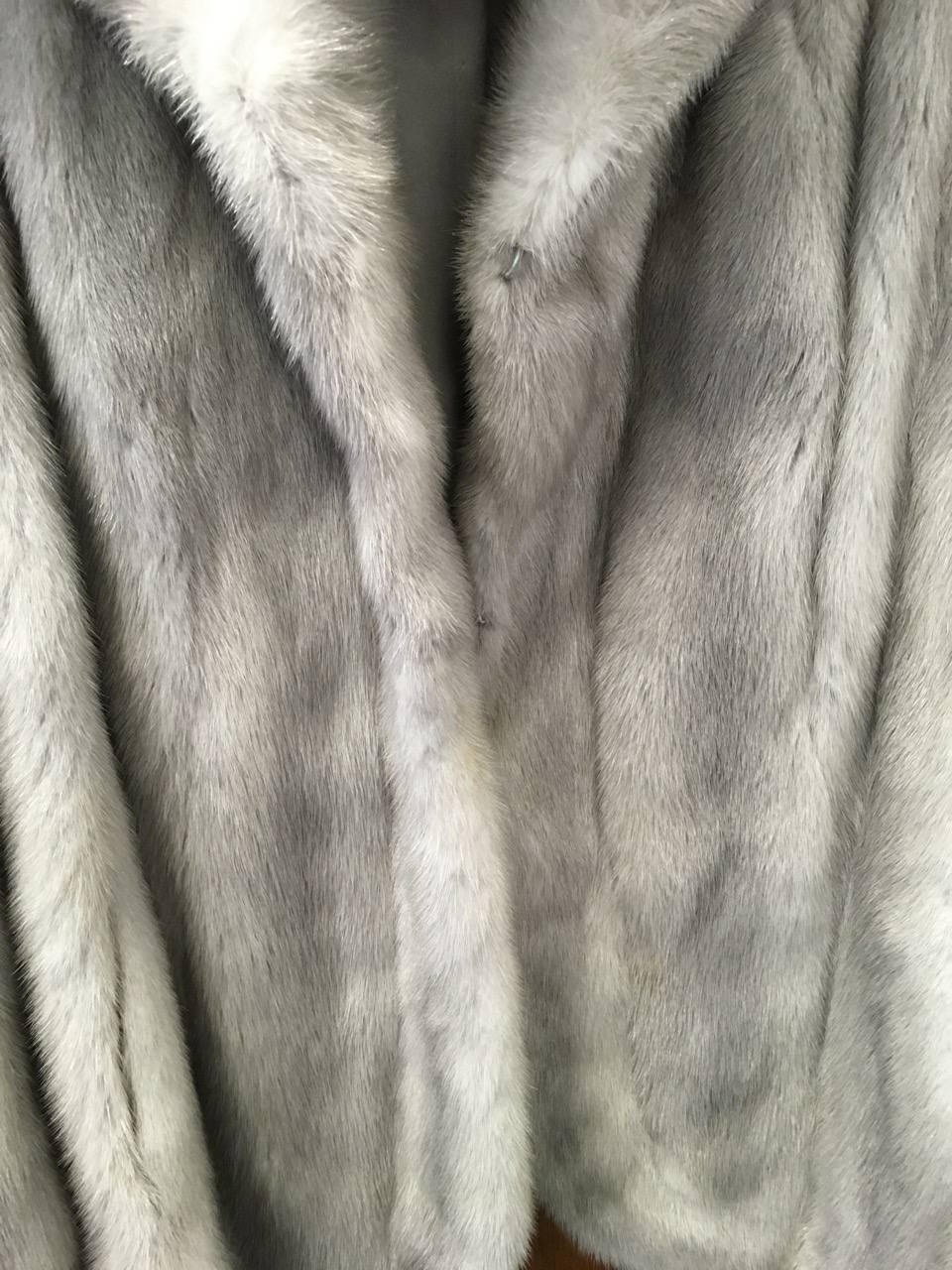 A grey fur coat with matching box hat, the lined jacket with Hong Kong Siberian Fur Store label. ( - Image 5 of 6