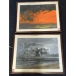 Alex F Mitchell, gouache & watercolour, abstract landscapes, a pair, signed in pencil and dated,