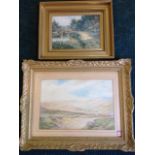 FW Reaveley, landscape watercolour, signed, titled on Laing Art Gallery label to verso Moorland near