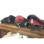 Royal Army Medical Corps - a cap, a beret and a side cap, all with badges. (3)