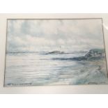 Victor Noble Rainbird, pencil and watercolour, coastal view of St Marys Lighthouse, signed,