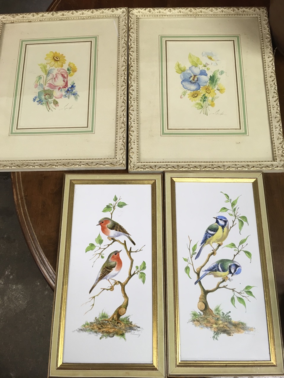 A pair of 50s floral watercolours, framed by Harrods and signed in pencil, in hand lined mounts & - Image 2 of 6