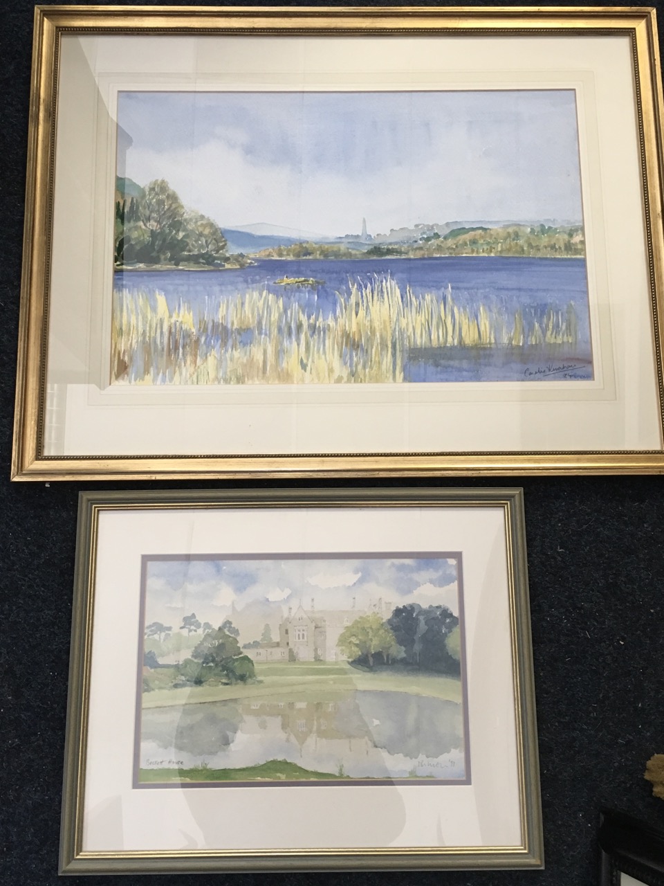 Conalie Kinahan, watercolour, water landscape titled Near Balcoo, signed and dated, mounted and