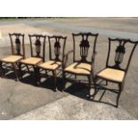 A set of five late Victorian mahogany dining chairs, with gadrooned carved pierced splats and back