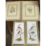A pair of 50s floral watercolours, framed by Harrods and signed in pencil, in hand lined mounts &