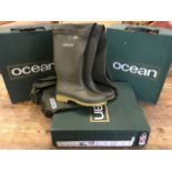 Three boxed pairs of Ocean waders - one thigh and two waist. (3)
