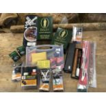 Miscellaneous gun cleaning gear including rods, kits, patches, oil, etc. (A lot)