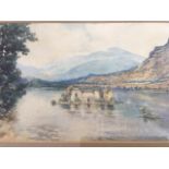 Scothantin, watercolour, Scottish landscape with islands, inscribed to verso Loch an Eileen, signed,