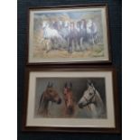 A SL Crawford lithographic print titled We Three Kings with Arkle, Red Rum and Dessert Orchid,