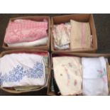 Miscellaneous textiles including embroidery, crochetwork, tablecloths, quilts, bed covers, curtains,
