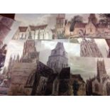 Eleven watercolours of churches in Gloucestershire/ Herefordshire by the same hand, unsigned but