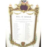 A journeymen coopers Edinburgh roll of honour from the First World War, in oak frame.