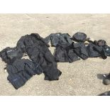 Miscellaneous motorbike gear including winter jackets and trousers with fitted body armour, a