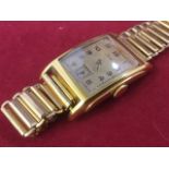 A 30s deco gold Lancelot gentleman's wristwatch, the rectangular dial with secondary dial having