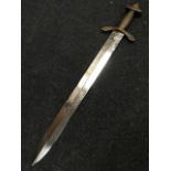 A celtic style shortsword, the steel blade by Wilkinsons, the copper hilt with embossed celtic