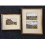 Three coloured prints after Alfred Robert Quinton, Kent rural landscape scenes, mounted and in two