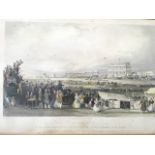 Thomas Allom, a nineteenth century hand-coloured steel engraving, Epsom Races on the Derby Day,