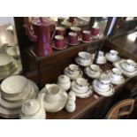 A Carlton Ware pink lustre glazed coffee set with waisted coffee pot; a Staffordshire Standard China