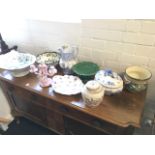 Miscellaneous ceramics including a Wedgwood leaf moulded comport, a Crown Devon jar & cover, a