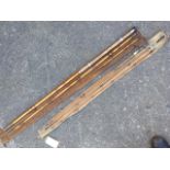 A 13ft cane three-piece dapping rod by Ogden Smith with cork handle and outreach top ring; and an