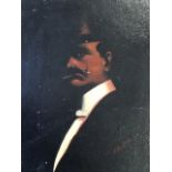 B Bauckham, German school, oil on board, dark bust portrait of a moustachioed gentleman, signed