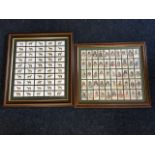 Two framed sets of 50 Players cigarette cards, Derby & Grand National winners and Red Indian chiefs,