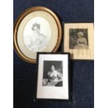 An oval Edwardian pencil study of a lady playing a guitar, mounted & gilt framed, the verso titled