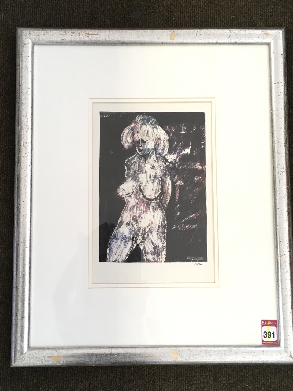 Arnold Daghani, mixed media, nude female, signed and dated 1974 in margin, mounted & framed. (7in - Image 5 of 6