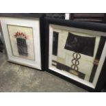 A large Marshall Arts contemporary abstract print titled Shed Some Light in ebonised ribbed frame;