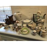 Miscellaneous ceramics including blue & white plates - some Maling, Derby, Victorian copper