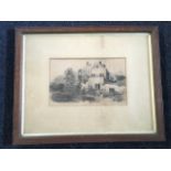 A Arkle, pencil, mill near Rothbury, signed and dated 1886, mounted & oak framed. (10.25in x 6.5in)