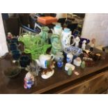 Miscellaneous ceramics & glass including figurines, studio pottery and art glass, a Wood toby jug, a