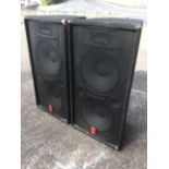 A pair of Fender 400W PA speakers, in angled cases with carrying handles. (2)